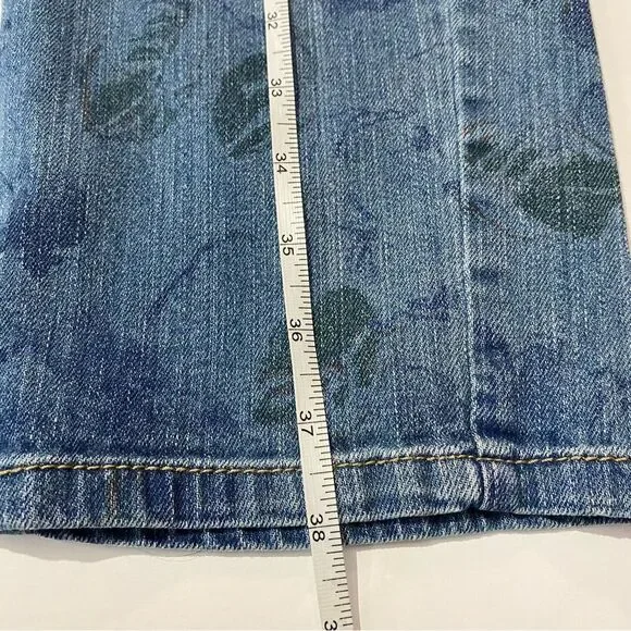 J. Jill Denim Straight Fit Slim Boyfriend Ink Stamped Floral Print Jeans Size 8 - Picture 7 of 13